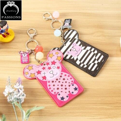 PASSIONS Fashion Hot Sale Lovely Bear Pattern Key Holder Ladys Credit Card Keyfob For Women Bag Pendant Decoration Keychain
