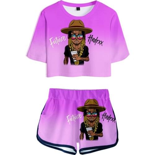 2020 Future rapper 3D Printed Women Two Piece Set Fashion Casual Summer Short Sleeve Top+Shorts Hot Sale Streetwear Clothes