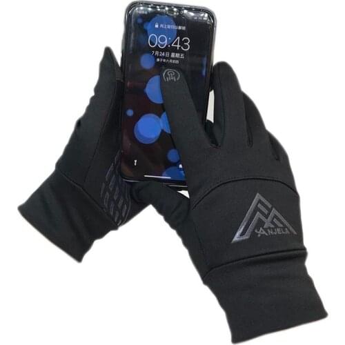 Winter mens gloves touch screen sports and leisure cycling fashion autumn and winter plus velvet Lycra 2020 new gloves warm bla