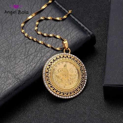 Gold and Crystal Allah Pendant and Necklaces for Women Middle East Islam Muslims New Jewelry Arab Gifts Middle East Jewelry