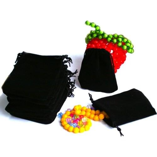 10x12cm 50Pcs Black Velvet Soft Drawstring Pouches For Jewelry Christmas Wedding Gift Bead Packing Display Packing Bag Organizer