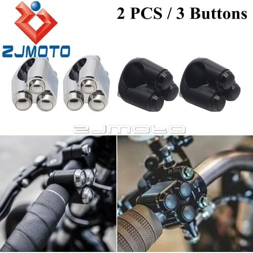 2x Motorcycle Handlebar Mount Switch Button Headlight FogLight Start Push Switches Hand Control 22 25 mm For Bobber Honda Suzuki
