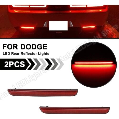 2Pcs LED Rear Bumper Reflector Brake Tail Light For Dodge Challenger 2015 2016 2017 2018 2019 2020 2021 OEM:68211188AA