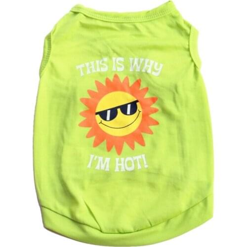 2018 Spring Summer Dog Vest Sun Print Cute Pet Vest Clothes T-shirt Colorful Dog Goods Pet Blouses Costumes Puppy Shirts