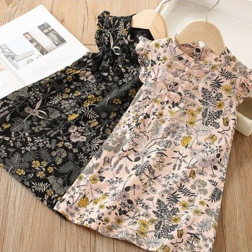 2021 Summer Girls Dresses Children Clothes Flower Baby Girls Dress Kids Printing Dress Baby Girls Dress Girls Outwear M31