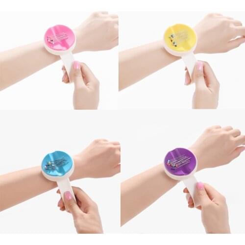4 Colors Sewing Magnetic Box Wrist Hand Magnetic Needle Pad Safety Pin Cushion Storage Apparel Pin Holder Sewing Supplies