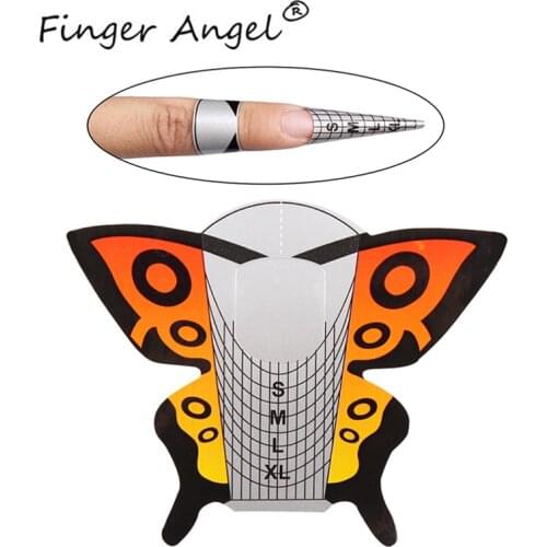 Finger Angel 50/100/500PCS Nail Forms Tip Nail Art DIY Tool Paper Curve Butterfly Chablon Nails Gel UV Extension French Manicure