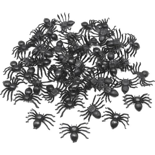 50pcs Horror Black Spider Haunted House Spider Web Bar Party Decoration Supplies Simulation Tricky Toy Kids Halloween Decoration