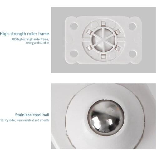 8/pcs Adhesive Stainless Steel Pulley Universal Furniture Storage Box Roller Self Casters Pulley For Cabinet Trash 360° Caster