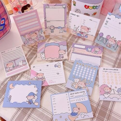 50 sheets Cute girl cartoon rabbit Memo Pad Message Notes Decorative Notepad Note paper Memo Stationery Office Supplies
