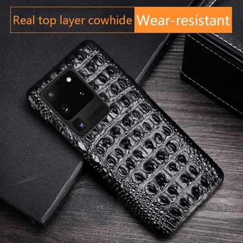 Genuine Leather A70 A40 S9 S10 Note 10 S6 S7 edge Plus Cowhide phone case for samsung s20ultra case half pack crocodile trunk