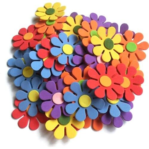 Children Kids 3D Art EVA Foam Wall Stickers Mixed Pattern DIY Cartoon Flower Puzzle Toys Early Learning Education Decor Crafts