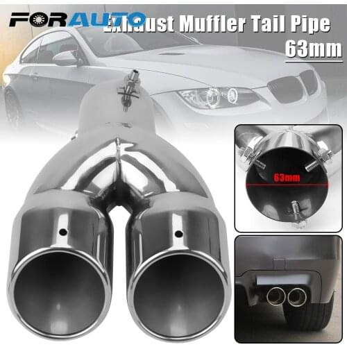 Dual Outlet Exhaust Pipe Trim Stainless Steel Chrome 63mm Auto Accessories Car Muffler Tail Throat Universal