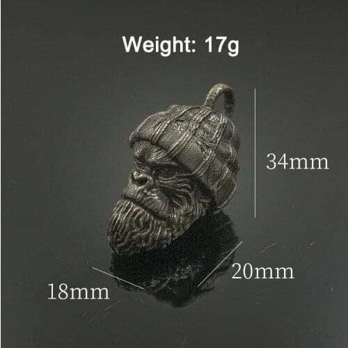 EDC Outdoors DIY Brass Hooded Orangutan Head Knife Beads Lanyard Pendants Key Rings Accessories