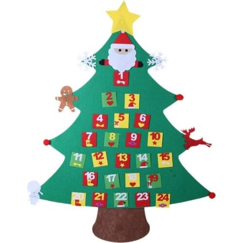 Calendar Christmas Gifts for 2019 Kids DIY Felt Christmas Tree with Ornaments New Year Decoration Door Wall Hanging Decoration