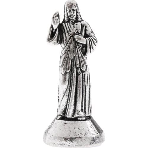 MagiDeal Mini Jesus Holy Religious Figurine Magnetic Decoration Statue 5cm Silver