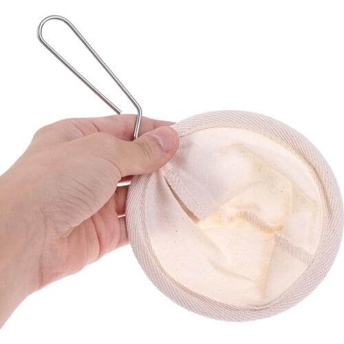 Reusable Coffee Filter Bag Stainless Steel Handle Flannel Cloth Strainer Dropping Pot Mesh Coffee Tools Tea Filter