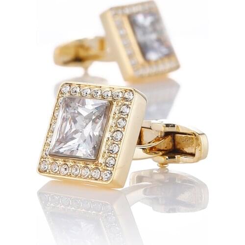 Mens Jewelry Luxury French Shirt Cufflinks for Weddin Gifts Crystal Cuff links Buttons High Quality Christmas Father Gift QiQiWu