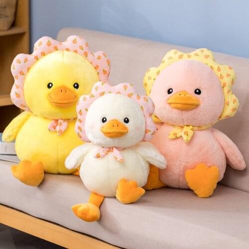 25-45cm Soft Cute Cartoon Duck With Flower Scarf Plush Toys Stuffed Lovely Animals Pillow Doll For Girls Kids Birthday Gifts