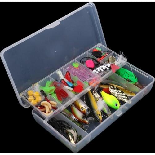 106Pcs/lot Fishing Lures Kit Mixed Soft & Hard Lures Spoon Baits Accessories