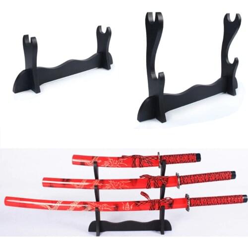 1PC Black Wood Wall Mount Samurai Sword Katana Holder Stand Hanger Bracket Rack Display 1/2/3 Layer Home Decoration Crafts