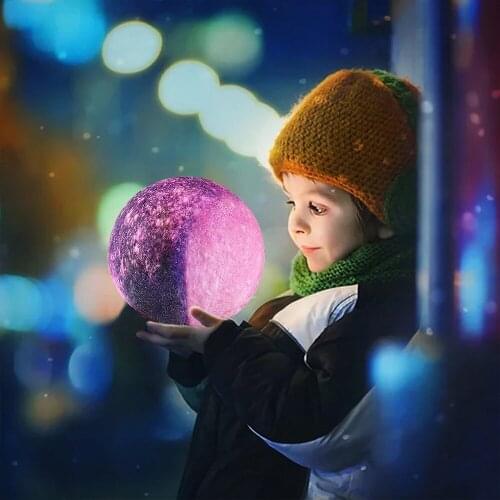 Moon Lamp Night Light 3D Print Moonlight Timeable LED Dimmable Rechargeable Table Desk Lamp Bedroom Simple Nightstand Light