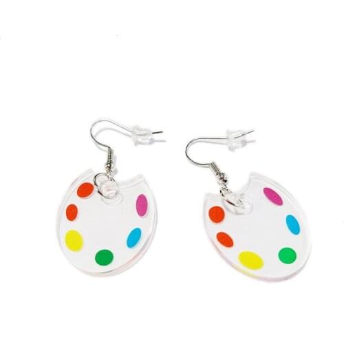 Ingenious 2021 New Cute Clear Acrylic Pallet Color Palette Earrings For Women Painting Drawing Stationery Earring Jewelry E21020