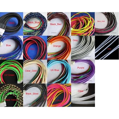 2M 3mm Wide 1/8" TIGHT Braided PET Expandable Sleeving Cable Wire Sheath Black/Red/Orange/Yellow/Green/Blue/Gray/White/Clear