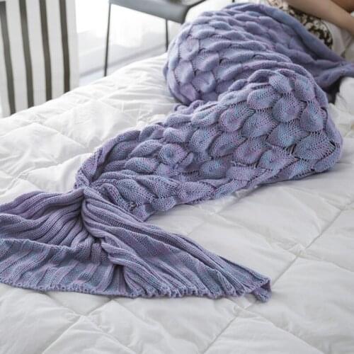 New Ins Mermaid Tail Blanket Fish Tail Air Conditioning Blanket Sofa Cover Knitted Casual Blanket Nap Blanket