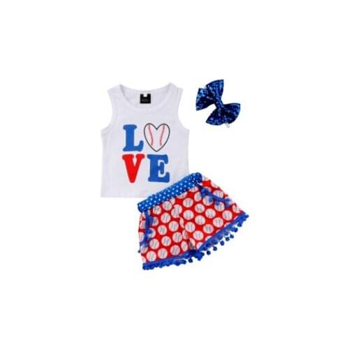 Newborn Kid Baby Girl Letter Printed Clothes Top+Pants+Headband Outfit Set Size 0-3T