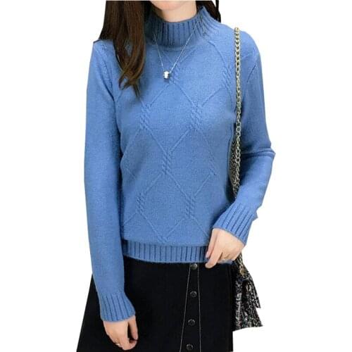 Autumn winter Korean solid color new wild loose half-high collar pullover sweater bottoming long-sleeved sweater coat womens