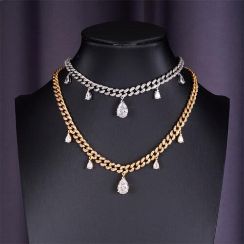 Fashion Punk Hiphop Statement Necklaces Cuban Choker Necklace Shiny Crystal High End Women Jewelry Wholesale Bijoux Femme Zk35