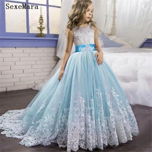 Girls Long Costume For Wedding and Party Dresses Evening Christmas Princess Children Fancy 2-14T Kids Cloth