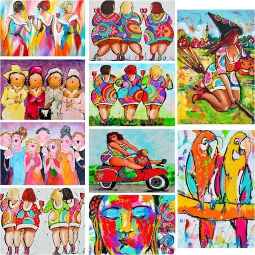 Sale 25 Style Cartoon Girl 5D Diamond Painting Kit Color Fat Girl Diamond Embroidery Full Square Rhinestone Mosaic