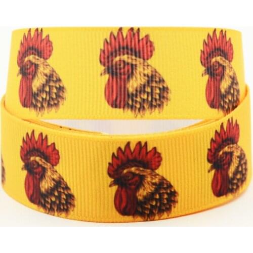 22mm 25mm 38mm 75mm chicken cartoon printed Grosgrain Ribbon party decoration 10 Yards X-04356