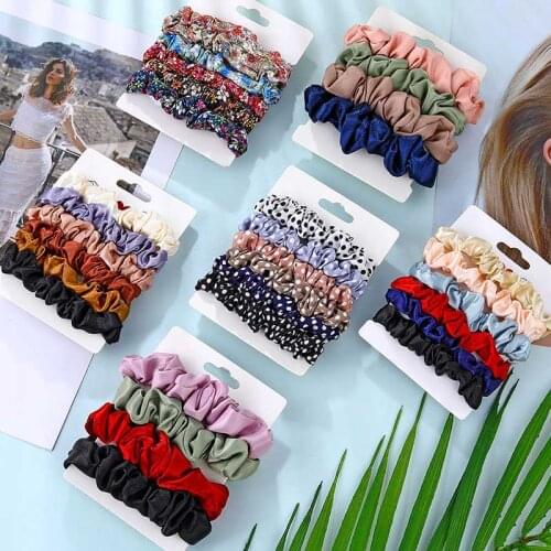 Vienkim Vintage 4Pcs - 6Pcs Hair Scrunchies Velvet Set Elastic Hair Bands 2020 Fashion Headband Ponytail Rope Hair Accessories