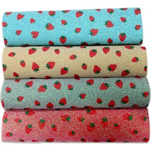 135x30cm Fruit Printing Fine Glitter Ultra Soft and Thin PU Faux Leather Roll for Making Decoration DIY Accessories Patch Sewing