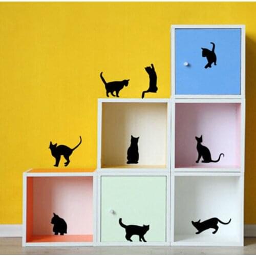 Nine Cats Black Wall Stickers Removable Vinyl Home DIY Art Decal Decor Kids Room Mural Wall Mural DIY Home Decor Home Decoration