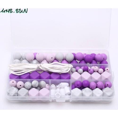 MHS.SUN baby silicone teether accessories diy beads set teething jewelry handmade nursing necklace purple silicone beads