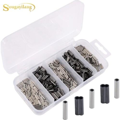 Sougayilang 500Pcs New Crimp Sleeves Fishing Line Wire Leader Copper Tube Connector Fishing Swivel Tackle Accessories