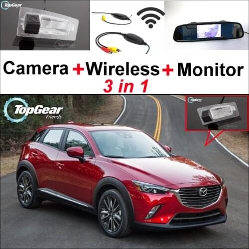 3 in1 Special Rear View Camera + Wireless Receiver + Mirror Monitor DIY Backup Parking System For Mazda CX-3 CX 3 CX3 2014~2015