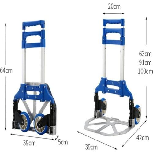 Aluminum alloy luggage cart Grocery trolley Portable folding shopping cart hand-pushed trailer
