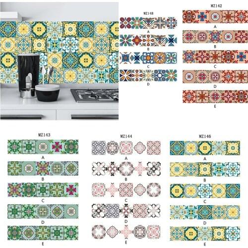 Color Spanish Pattern Simulation Tile Wall Sticker Home Decoration For Living Room Kitchen Toilet Floor Peel & Stick Wall Decor