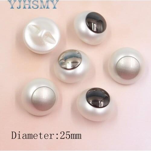 YJHSMY A-19115-462,5pcs/Lot,25mm High quality Acrylic plus metal Pearl mushroom buttons,Mink Fur Coats Cardigan Sweater Buckle