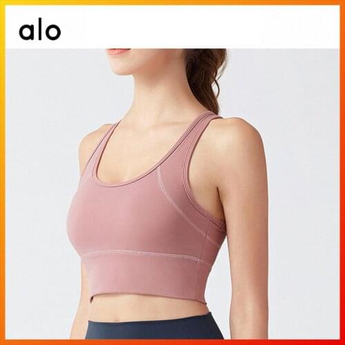 Alo Yoga Womans Sports Bra High Stretch Shockproof Breathable Yoga Vest Fitness Running Crop Top