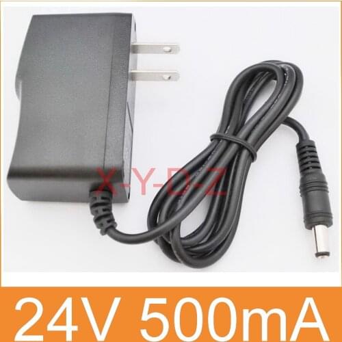 100PCS High quality DC 24V 500mA IC program AC 100V-240V Converter Switching power adapter Supply US Plug DC 5.5mm x 2.1-2.5mm