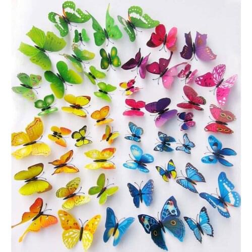 12pcs Multicolor Magnet 3D Butterfly Wall Stickers on the wall Home Decoration Kids Room Decor Fridge stickers Adhesive to Wall