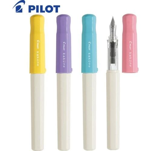 2 Pieces Japan Pilot Kakuno Fountain Pen - Fine Nib(0.3-0.4 mm)/Medium Nib(0.5-0.6 mm) With 1 Ink Cartridge For Student