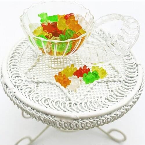20Pcs Mini Resin Colorful Bear Ornaments DIY Crafts Dollhouse Candy Decoration Without bowl