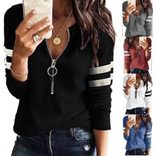 2021 Europe And The United States Fashion Foreign Trade New Products Zipper leisure long Sleeve Blouse Women